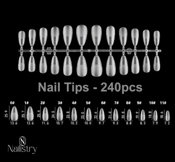 Nailistry Soft gel Small Almond Tips Box of 240pcs