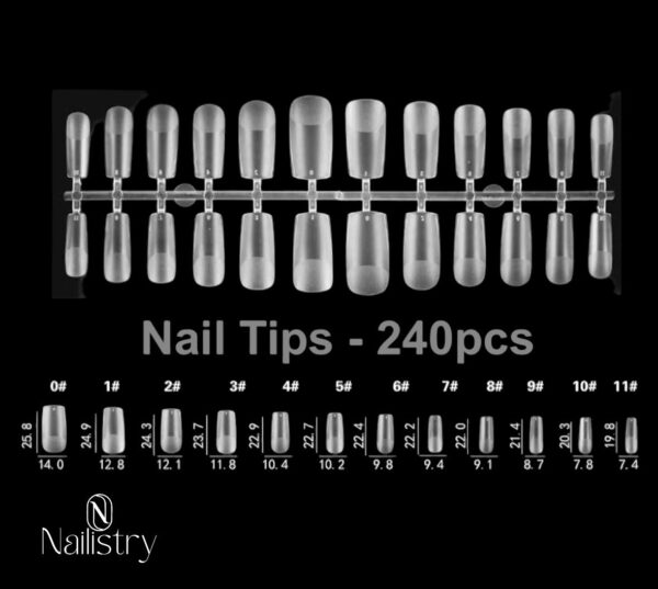 Nailistry Soft gel Medium to Long Square tips Box of 240pcs